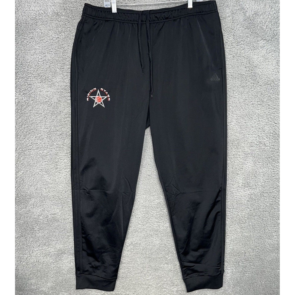 adidas NBA Rising Star Pants Mens 2XLT Black Satin Snap Break Away WarmUp Jogger
